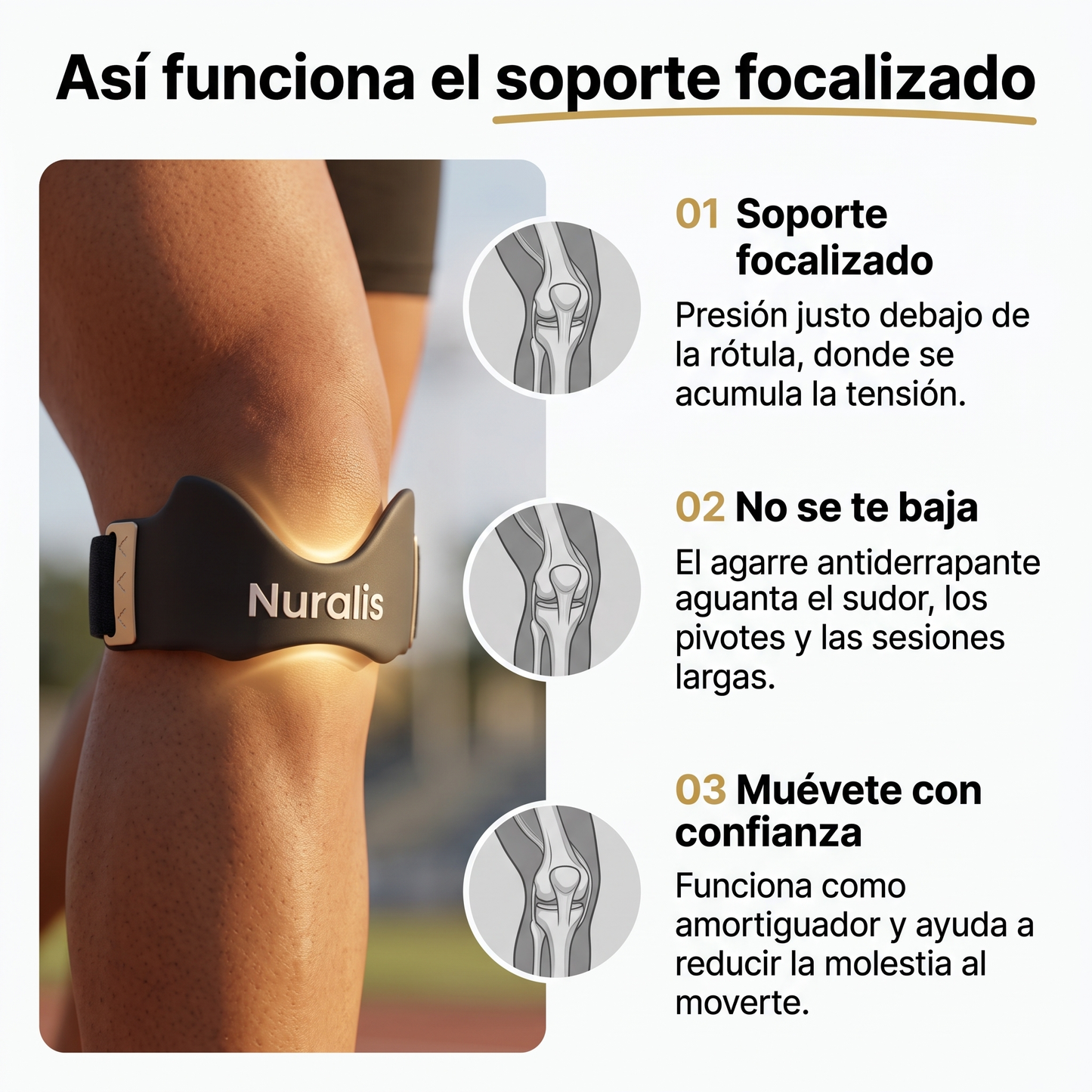 Rodillera Nuralis — Soporte firme para moverte sin frenarte